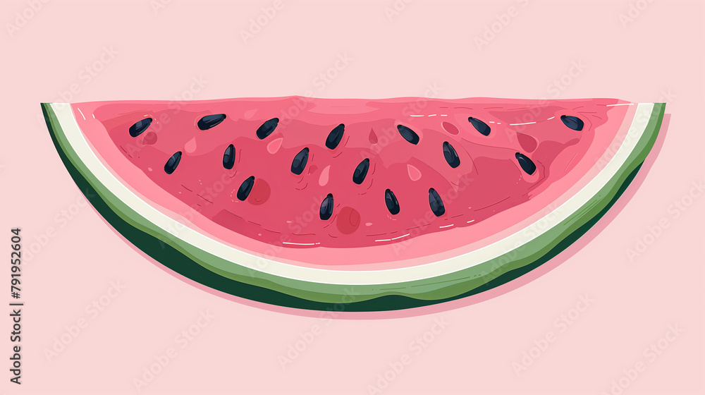slice of watermelon on soft pink background, summer season fresh fruit slice of watermelon on soft pink background, summer season fresh fruit
