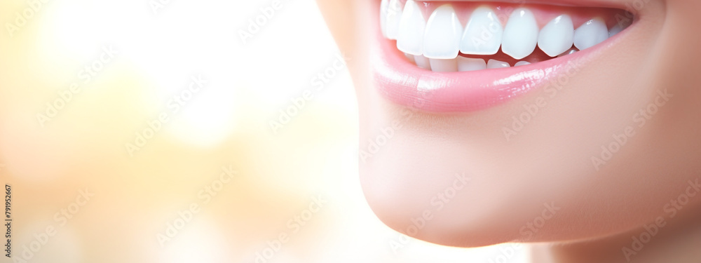 Obraz premium dentist with a smile on her lips, in the style of motion blur panorama сreated with Generative Ai