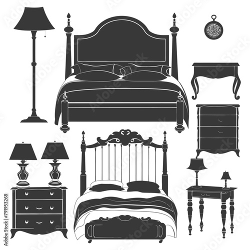 Silhouette bedroom at home equipment black color only