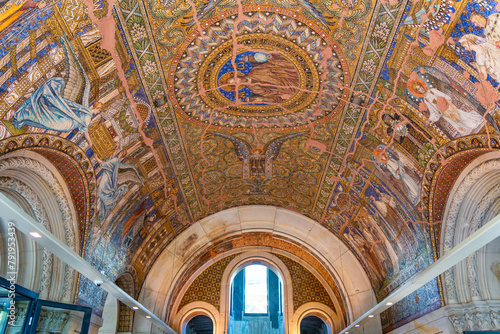 Mosaic art in the Kaiser Wilhelm Memorial Church in Berlin, Germany photo