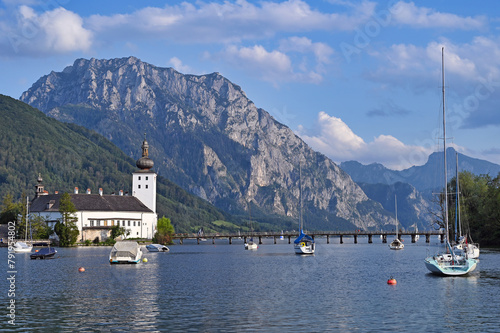 Castle Schloss Ort Orth on lake Traunsee in Gmunden landascape