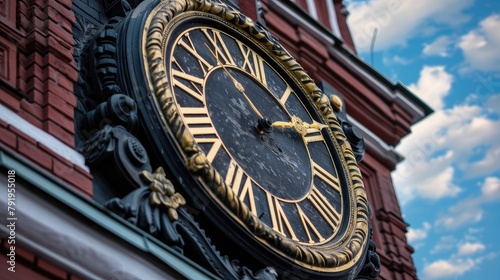 A clock on the Spasskaya Tower of Moscow's Kremlin photo