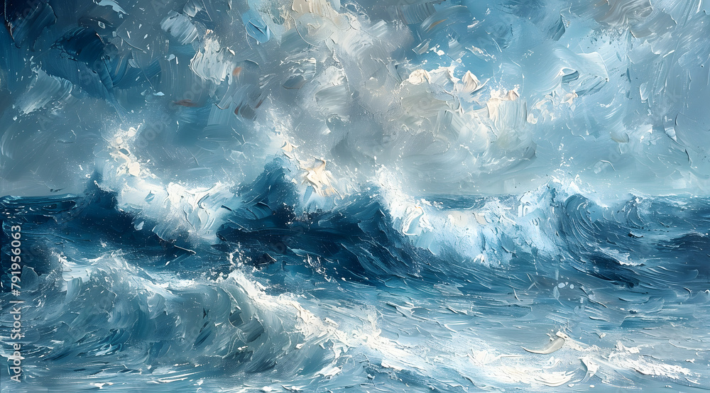Coastal Rhapsody: Expressive Oil Painting of Wind Currents in Coastal Scene