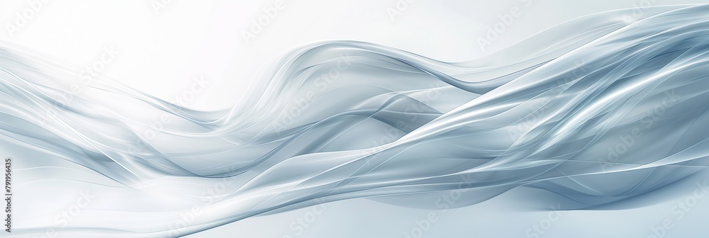 Obraz premium Abstract light background with flowing white silky fabric with soft waves and curves