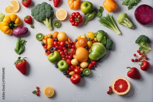 rainbow heart fruits vegetables nubes fruit vegetable spectrum vitamin colours health food love collection vegetarian colourful green fresh fig onion isolated paprika tropical banana cabbage yellow'
