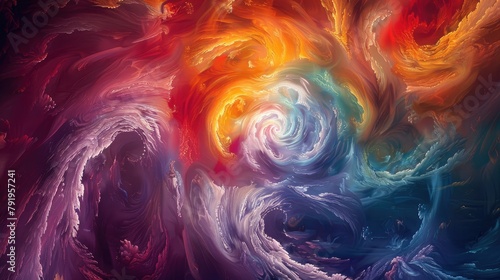Colors blend and whirl in a digital abstract vortex, creating a mesmerizing spectacle photo