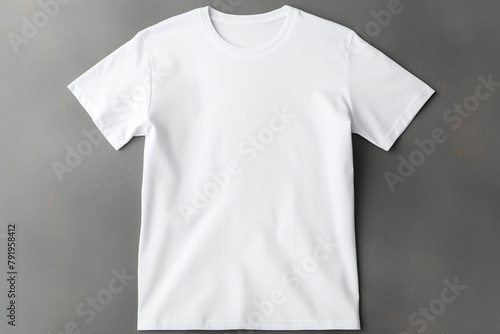 a white t shirt mockup on a grey background, in the style of minimalist monochromes сreated with Generative Ai