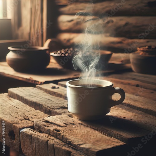 Einfache Kaffeetasse auf einem Holztisch