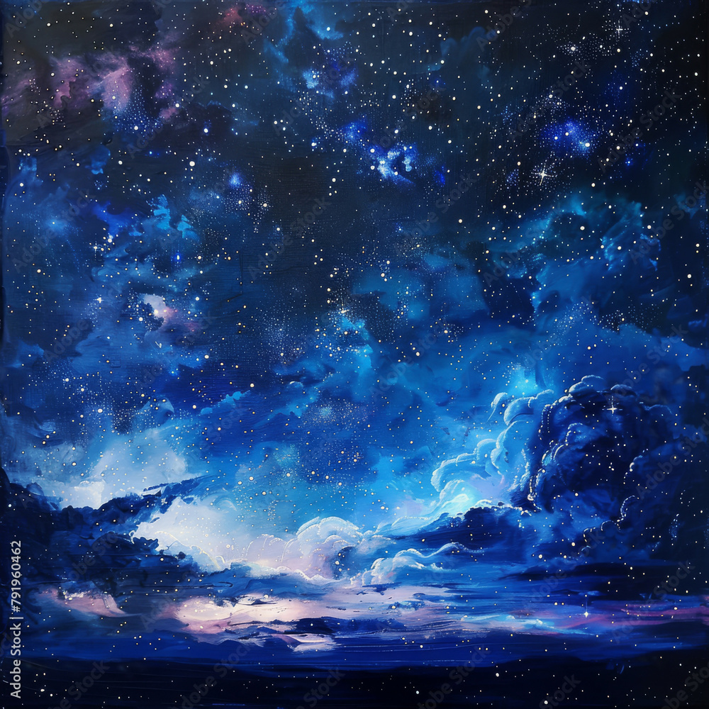Fototapeta premium Galactic Reverie Vibrant Nights in the Celestial Symphony