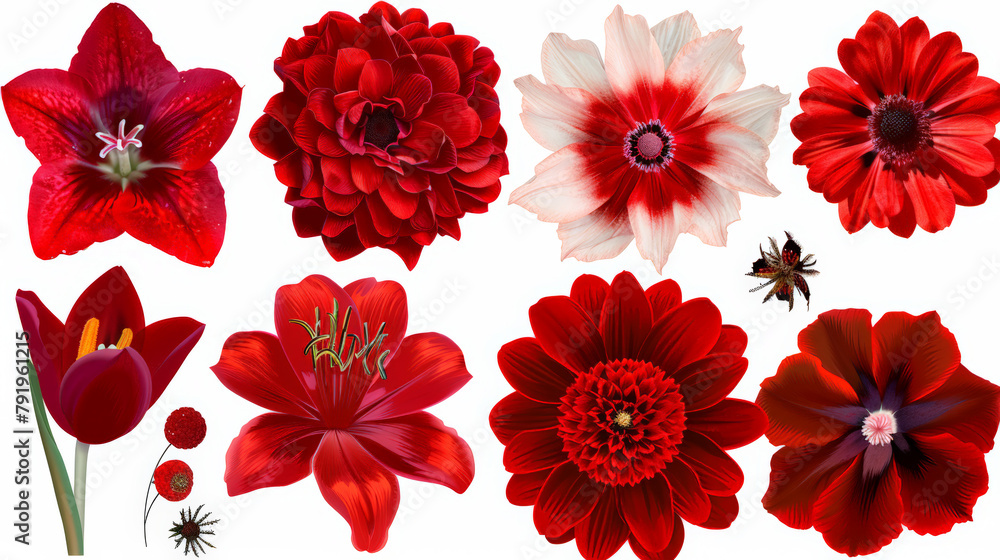 collection of various flowers on empty background collection of various flowers on empty background