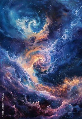 Celestial Harmony Oil Painting Capturing the Majesty of Cosmic Stars