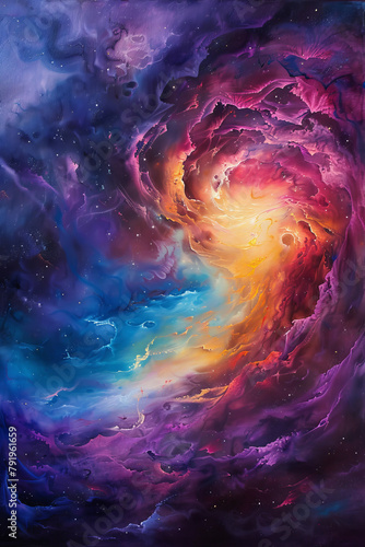 Celestial Harmony Oil Painting Capturing the Majesty of Cosmic Stars