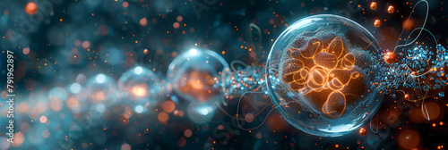 Embryo Development Stages and Embryology or Embr ,
Nanotechnology concept with metallic nanoparticles and glowing light effects abstract design
 photo
