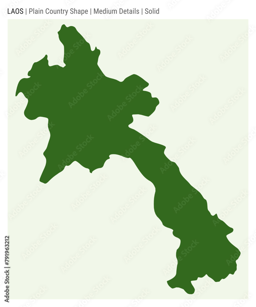 Laos plain country map. Medium details. Solid style. Shape of Laos. Vector illustration. Laos plain country map. Medium details. Solid style. Shape of Laos. Vector illustration.