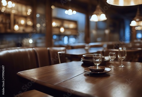 wooden work blurred front style background table dark made brown retro Empty restaurant © akkash jpg