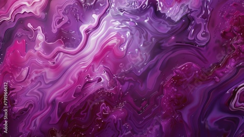 Smooth sinuous waves of pink and purple hues with a glossy finish, presented in a modern digital art format photo