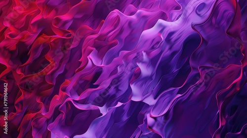 Digital artwork of sinuous purple waves with contrasting red highlights creates a dynamic and abstract ripple effect