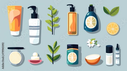 Modern Illustration of Skin Care Routine Icons: A Visual Guide to Comprehensive Skincare Practices