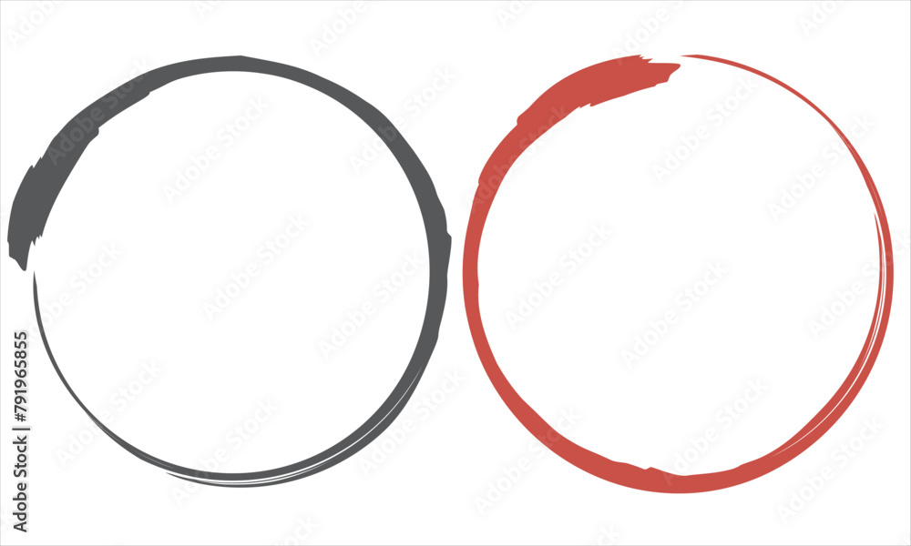 Two colour circle brush strokes isolated, hand drawn paint brush circle logo frame .Vector illustration Two colour circle brush strokes isolated, hand drawn paint brush circle logo frame .Vector illustration