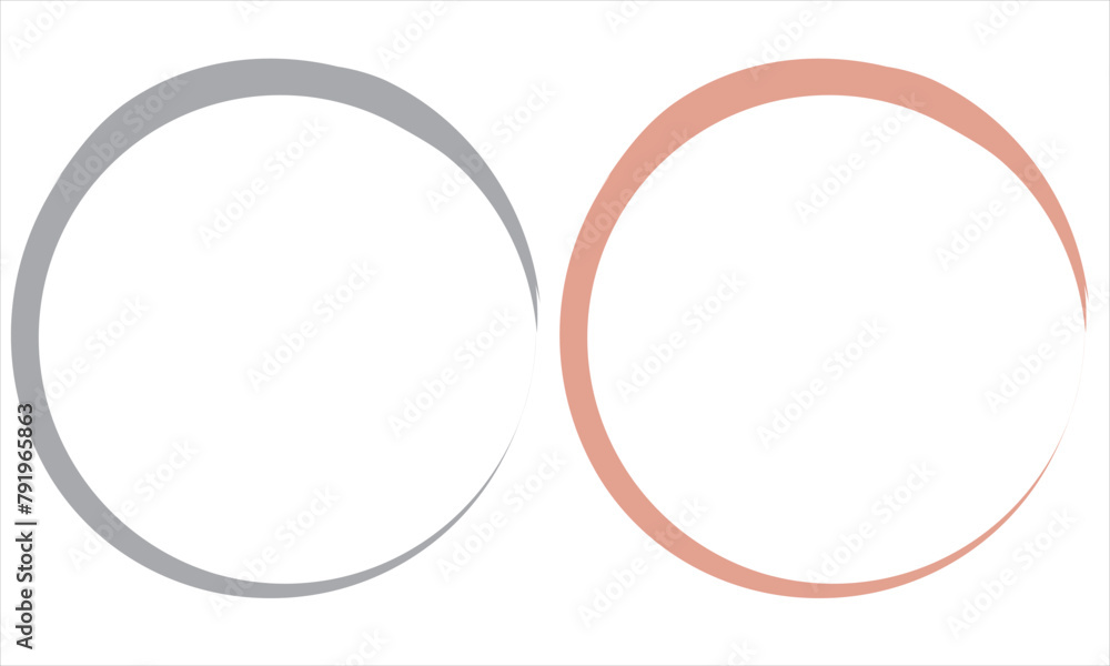 Two colour circle brush strokes isolated, hand drawn paint brush circle logo frame .Vector illustration Two colour circle brush strokes isolated, hand drawn paint brush circle logo frame .Vector illustration