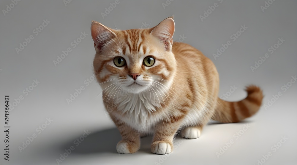 Feline offering 3D cat illustration white background .Generative AI