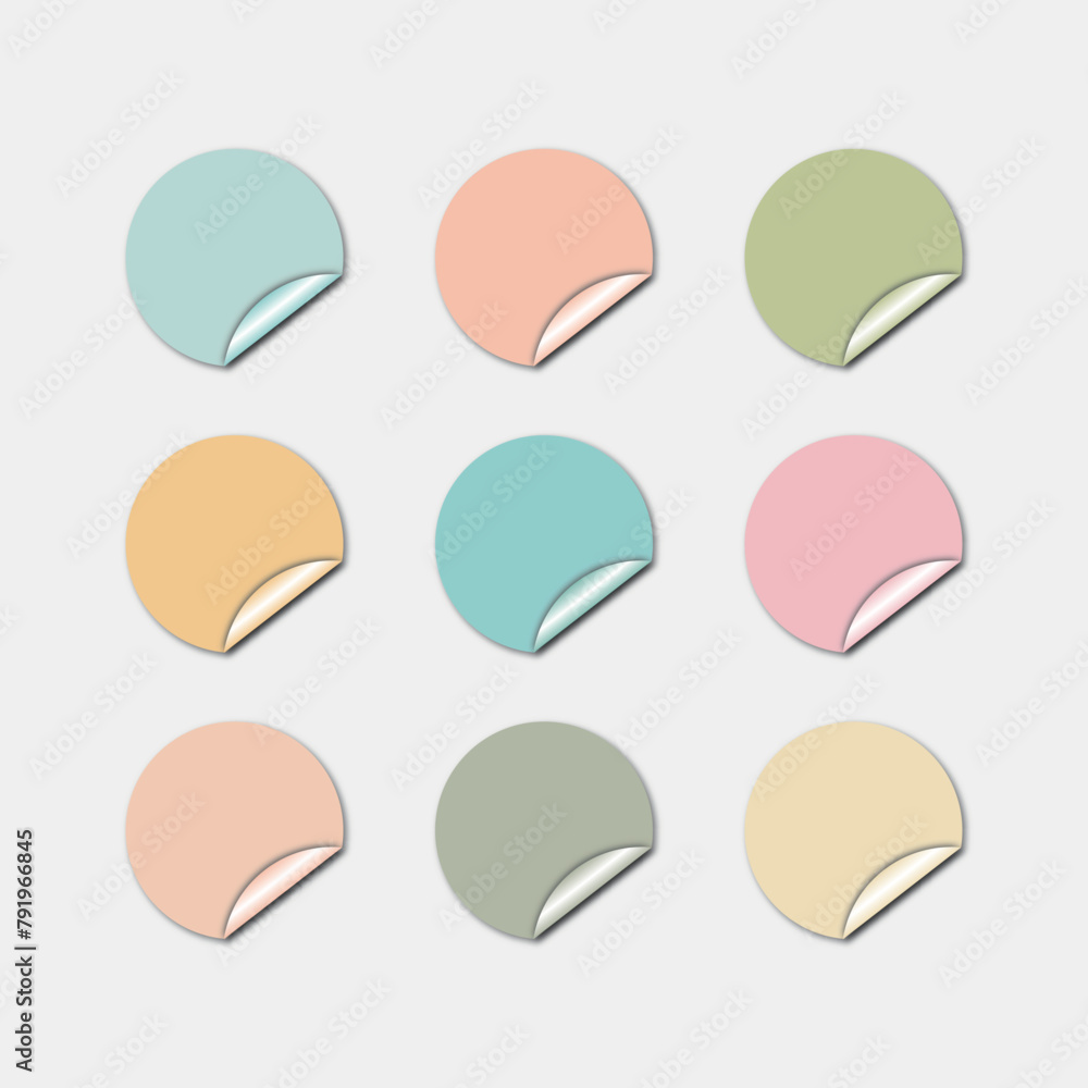 A collection of colorful note paper sheets with a curled corner, ready for your message. A collection of colorful note paper sheets with a curled corner, ready for your message.