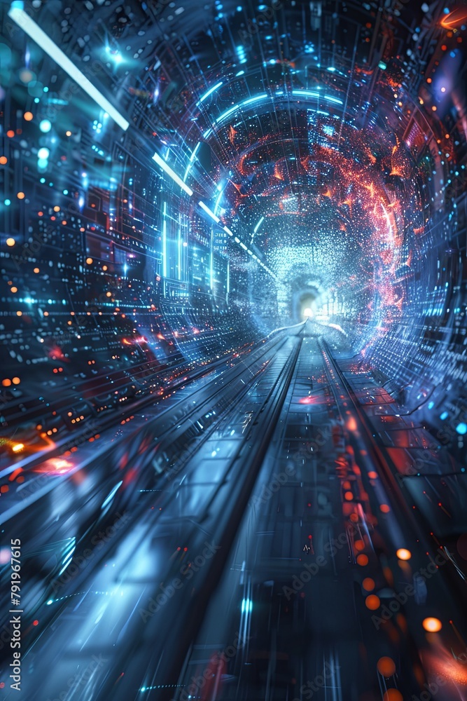 A tunnel with a train in it A tunnel with a train in it