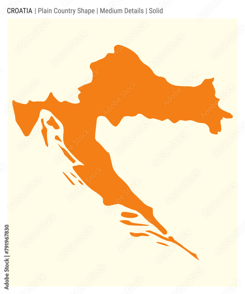 Croatia plain country map. Medium Details. Solid style. Shape of Croatia. Vector illustration.