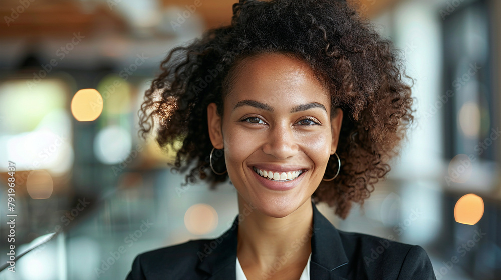 Confident And Joyful Professional Woman Posing With A Radiant Smile In An Office Setting. Confident And Joyful Professional Woman Posing With A Radiant Smile In An Office Setting.