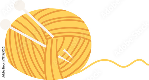 Knitting tool Illustration. Knitting yarn. Knitted clothes.