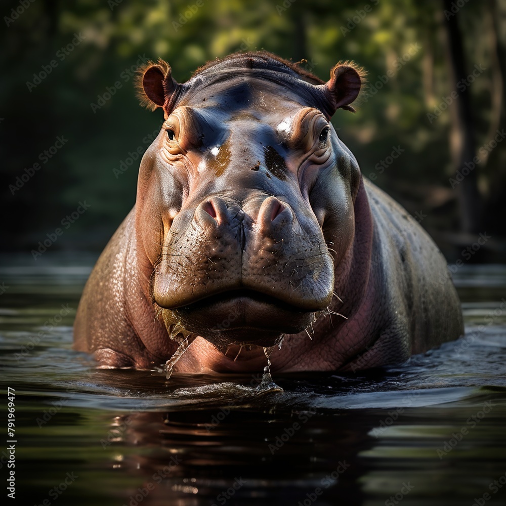 Fototapeta premium hippopotamus with water