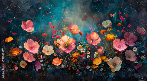 Enchanted Garden Chronicles: Oil Painting of Fairies and Creatures Among Flowers © Thien Vu