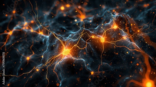 Neural Network: Human Brain Neurons Illustrated on Black Generative AI