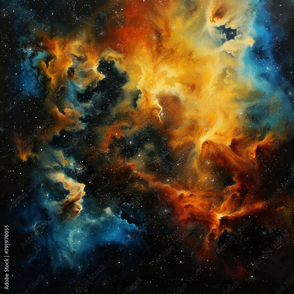 Galactic Dreams An Oil Painting of Space and Nebulae