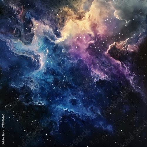 Galactic Dreams An Oil Painting of Space and Nebulae © Arti