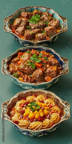 Traditional Stew In Ornate Bowls