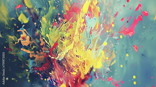 Colorful Explosion of Paint Splatters on Glass