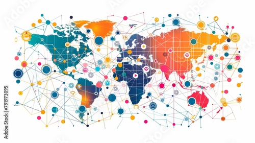 Craft a visual narrative portraying the global network as a cohesive system of interconnectedness