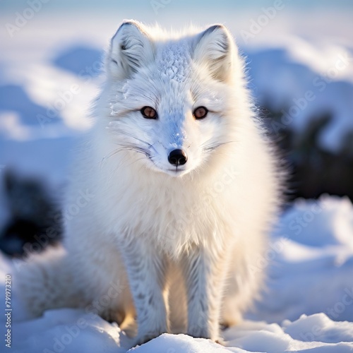 White fox in the snow