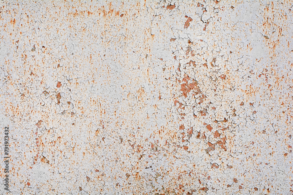 Grunge rusty metal background with peeling paint