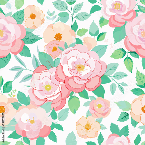 Dog-rose rose hip flower seamless floral pattern
