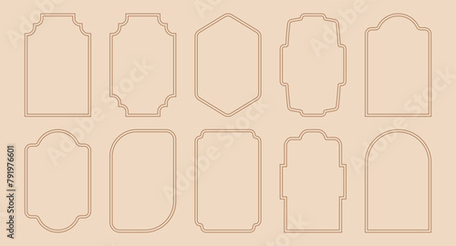 Celestial arch set. Boho frame in minimal style. Set of linear frame and arch. Set of boho minimal celestial arch frames. Editable stroke.	