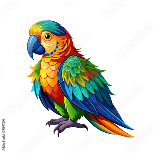 Wallpaper Mural Tropical parrot bird cartoon style on white background Torontodigital.ca