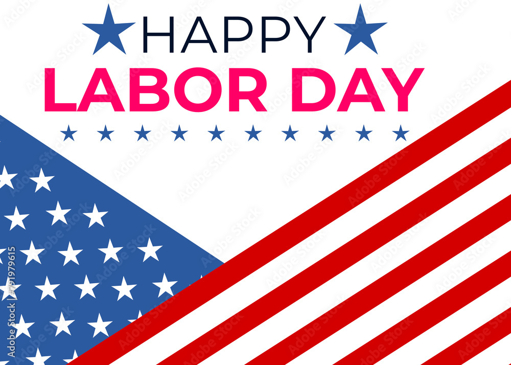 USA happy Labor Day Banner and poster template. USA labor day celebration with American flag on white background. vector illustration