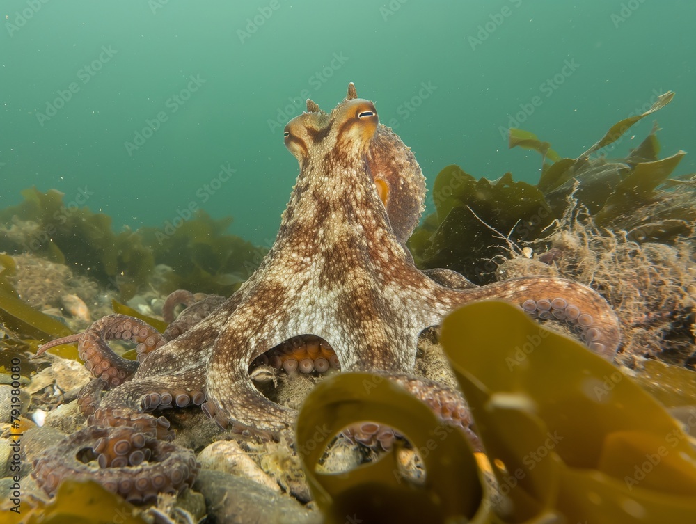 common octopus Octopus vulgaris undewater, Wildlife animal common octopus Octopus vulgaris undewater, Wildlife animal