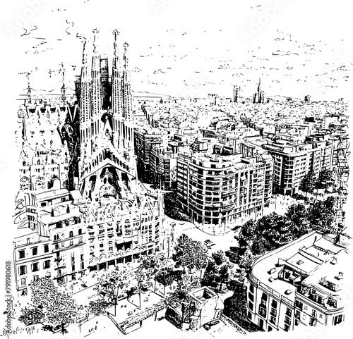 Sketched Barcelona Skyline, Artistic Impressions