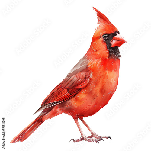red cardinal isolated on white red bird northern cardinal PNG transparent © Mozahidul