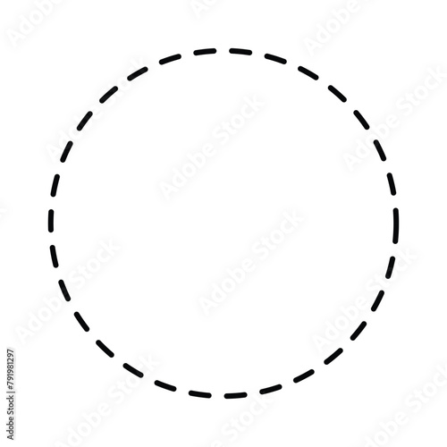 Vector dashed circle flat icon. Flat illustration iconic design of dashed circle area, isolated on a white background. Vector illustration. Eps file 664.