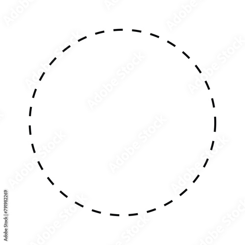 Vector dashed circle flat icon. dotted line circle. Dotted circular logo. Halftone fabric design. Abstract graphic element. Round cut line. Vector template. Vector illustration. Eps file 668.