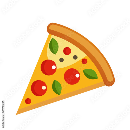 Pizza tasty slice cartoon style on white background